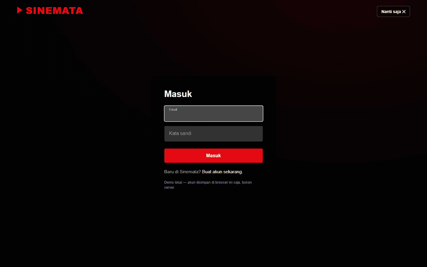 Auth — streaming-style sign-in flow